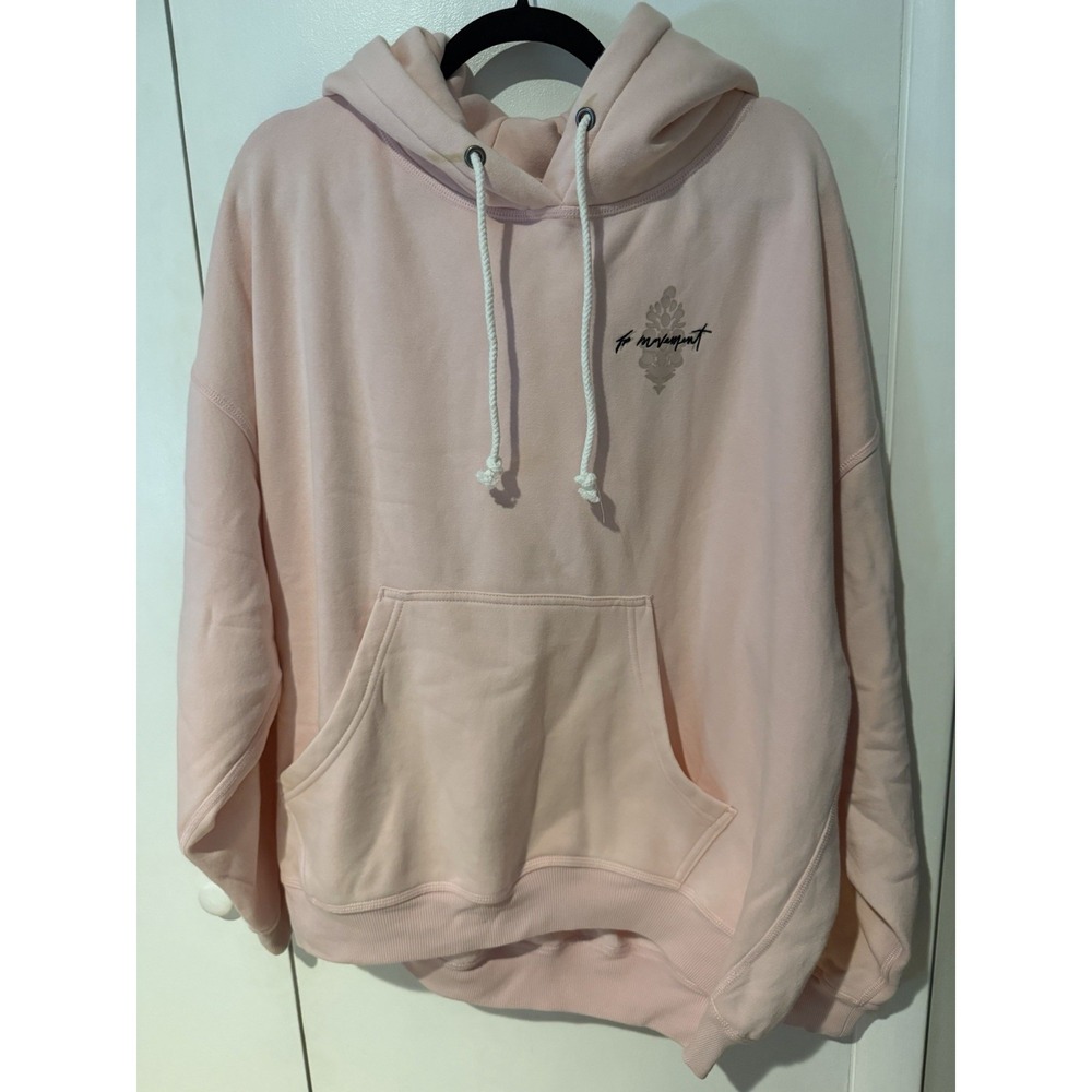 Free People Women's Size Medium Movement Final Call Logo Hoodie Rose Water Flaw